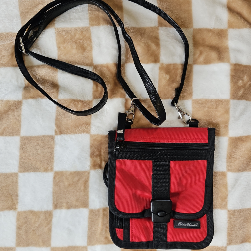 Eddie Bauer Red and Black Crossbody Bag